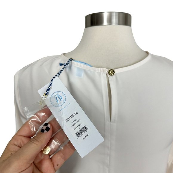 NWT Draper James 6 Willow White Long Sleeve Bell Collection Bow Tie Sleeve Blous - Picture 5 of 7